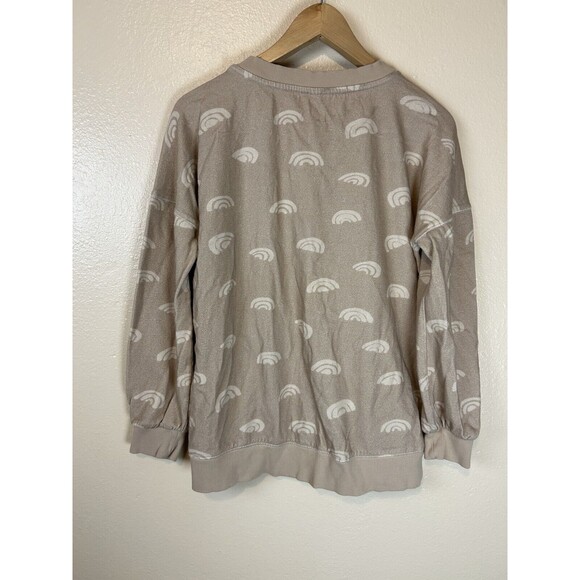 Daily Practice XS Rainbow Sweatshirt Tan Beige Pullover Crew Neck Anthropologie - Picture 4 of 5